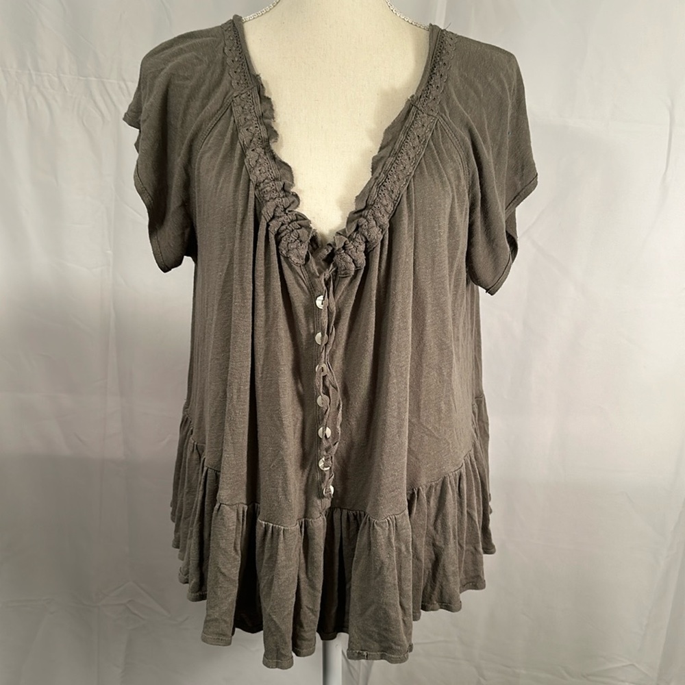 Free People olive blouse, size medium, bohemian and romantic top